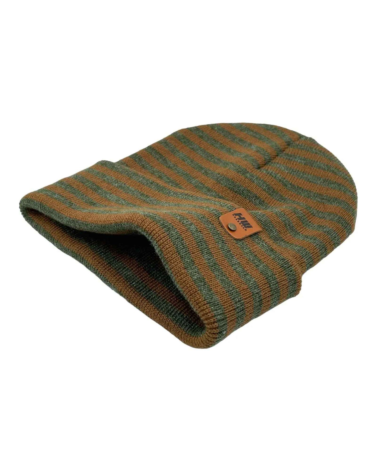 Brown Green Classic RORO Cuffed Beanie Hat HAAKWEAR