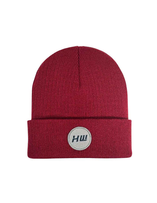Cuffed Wide Ribbed Striped Beanie Hat Burnt Maroon HAAKWEAR