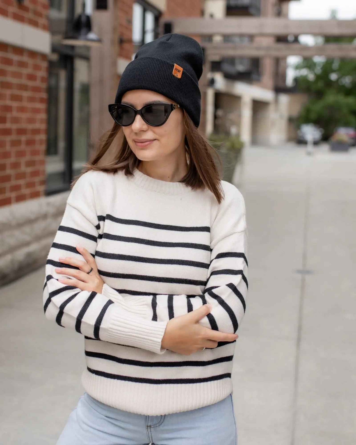 Charcoal Black Knit Cuffed Beanie Hat HAAKWEAR Made in USA