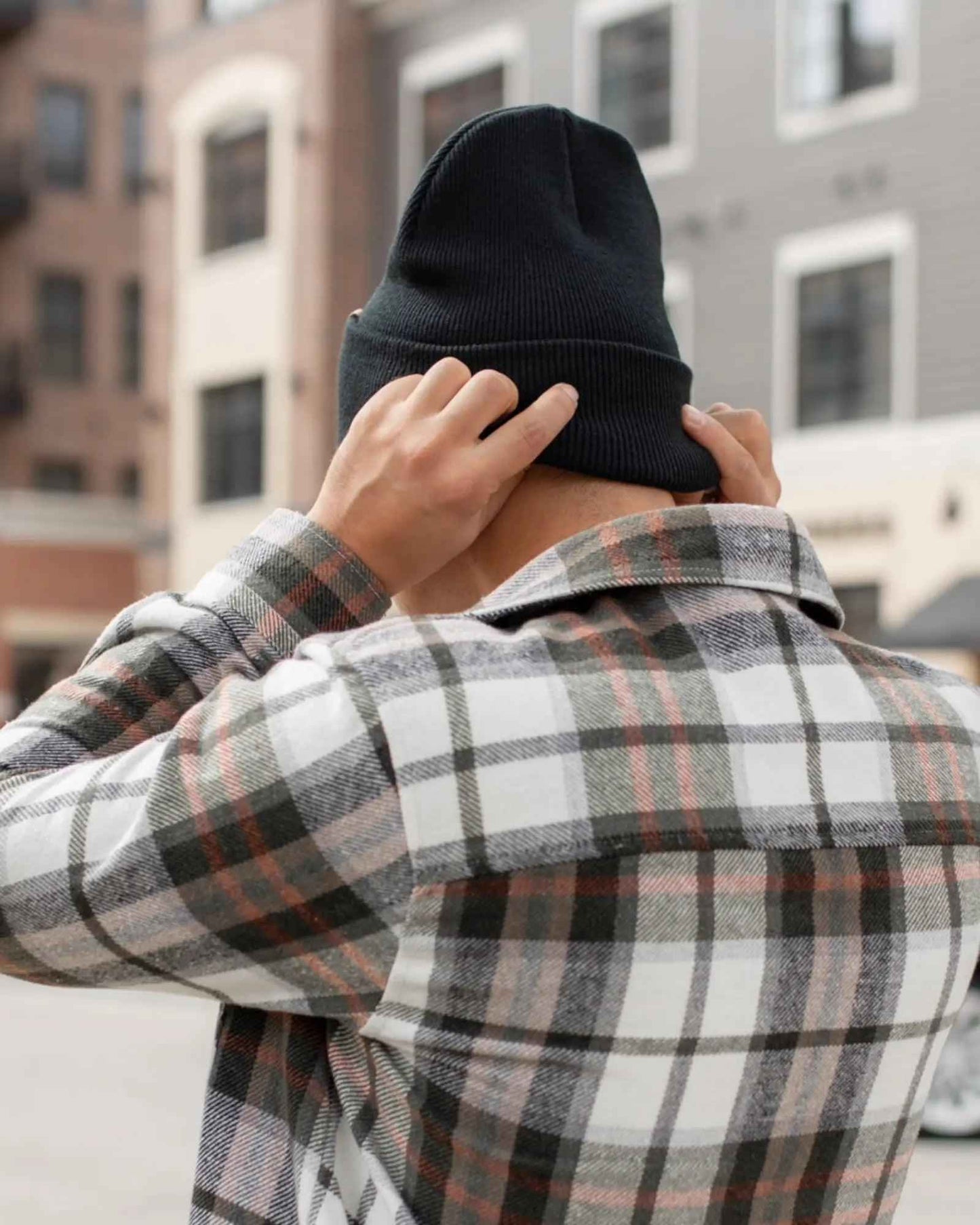 Charcoal Black Knit Cuffed Beanie Hat HAAKWEAR Made in USA