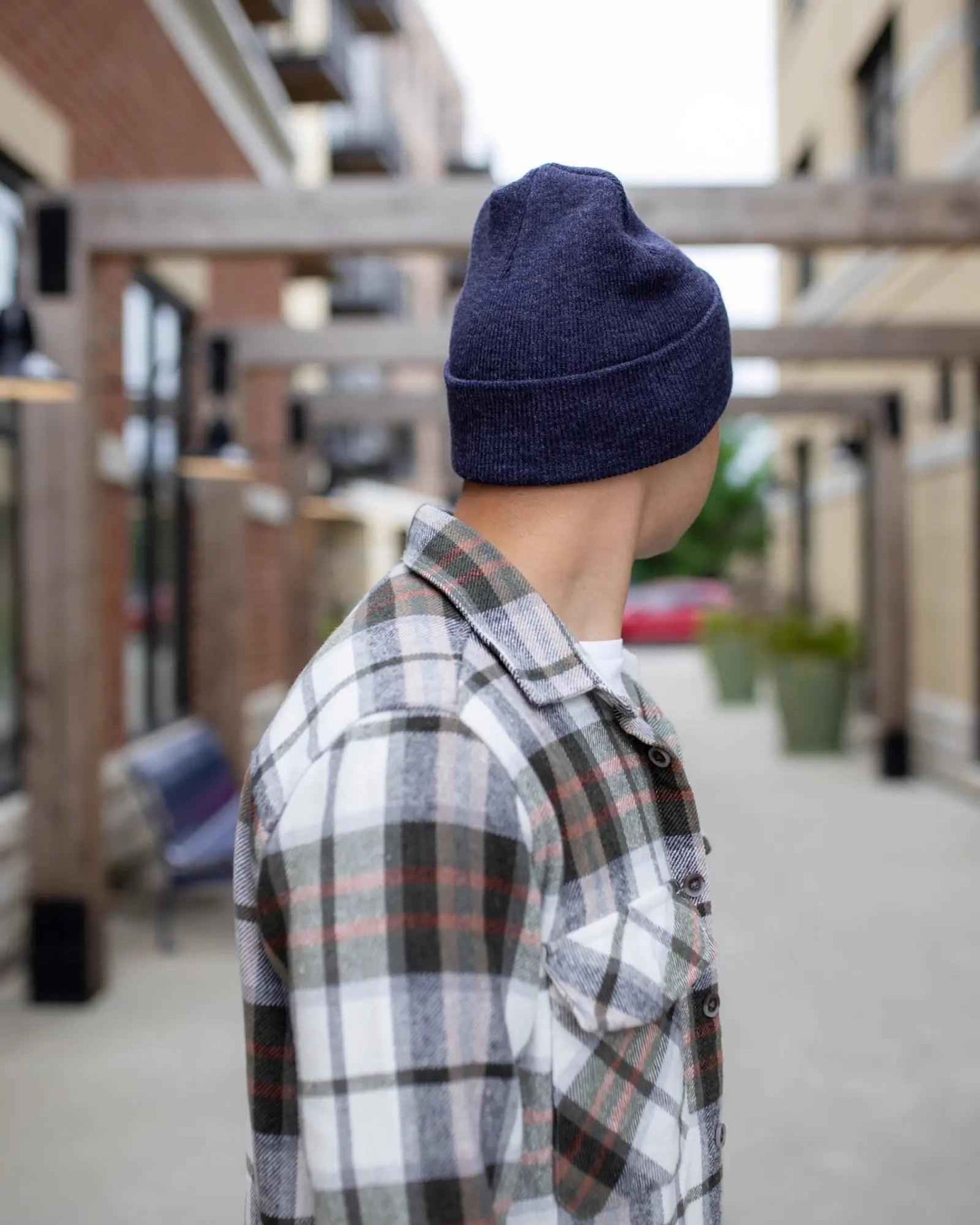 Denim Blue Cuffed Knit Beanie Hat HAAKWEAR