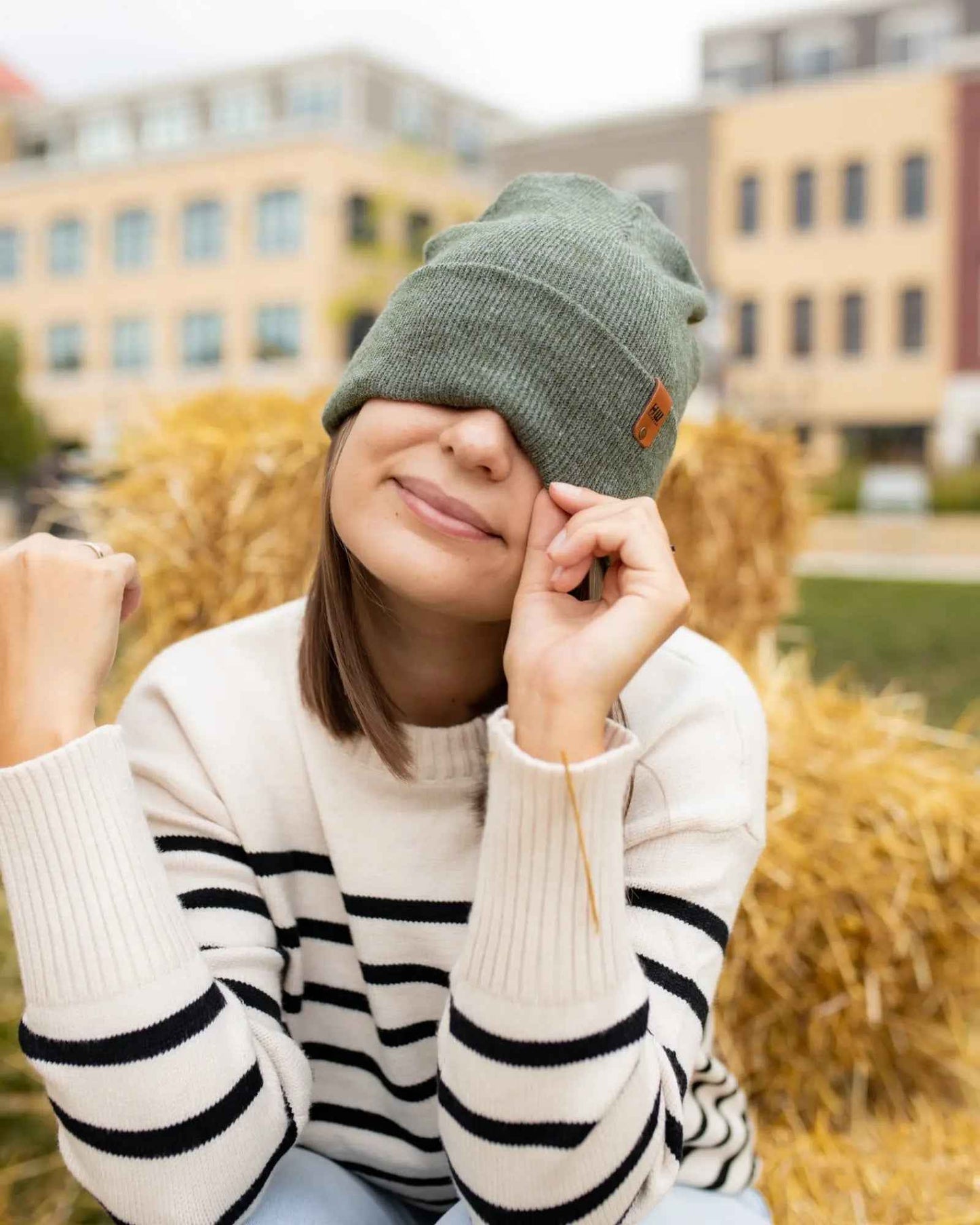 Knit Cuffed Forest Green Classic Beanie Hat HAAKWEAR
