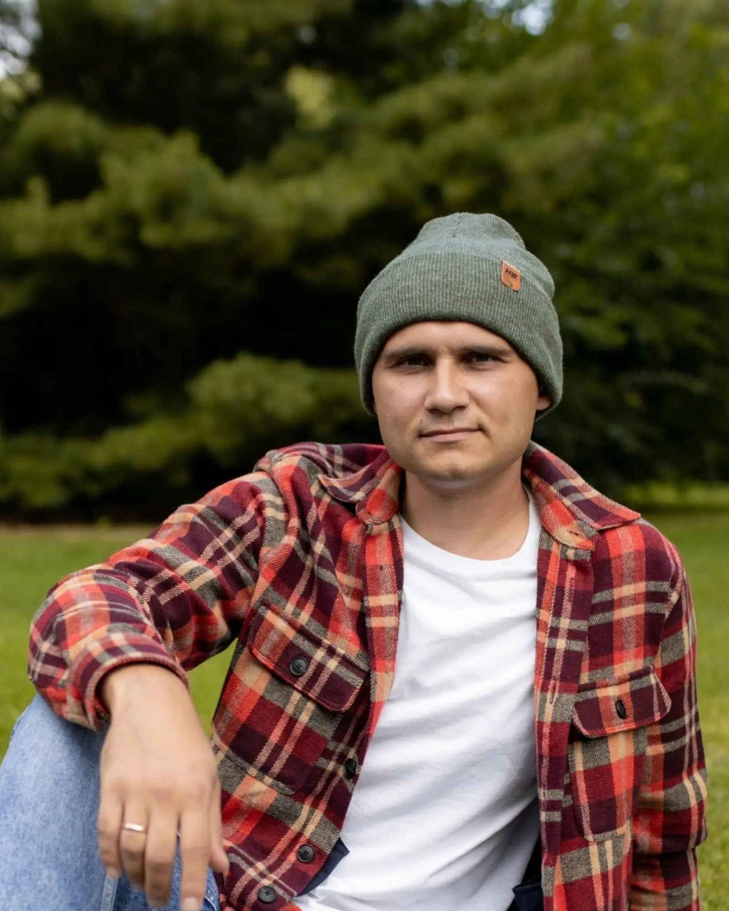 Knit Cuffed Forest Green Classic Beanie Hat HAAKWEAR