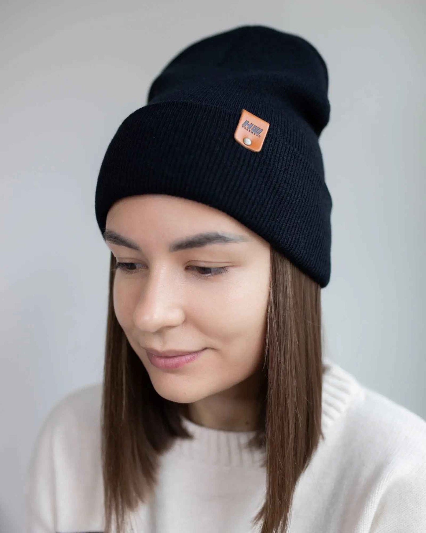 Midnight Black Classic Cuffed Beanie Hat HAAKWEAR