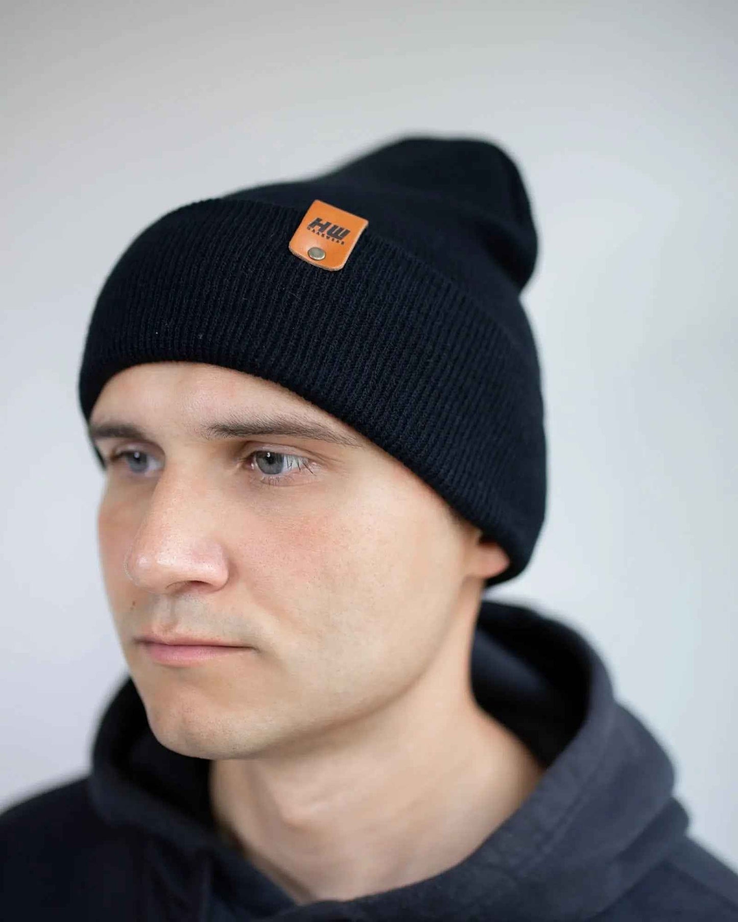 Midnight Black Classic Cuffed Beanie Hat HAAKWEAR
