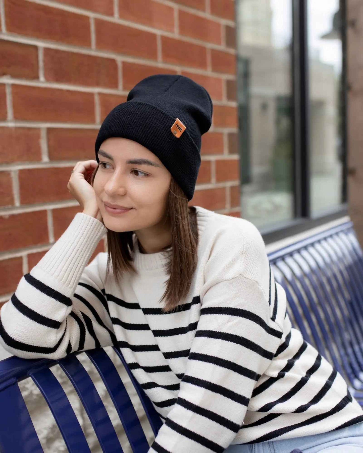 Midnight Black Classic Cuffed Beanie Hat HAAKWEAR