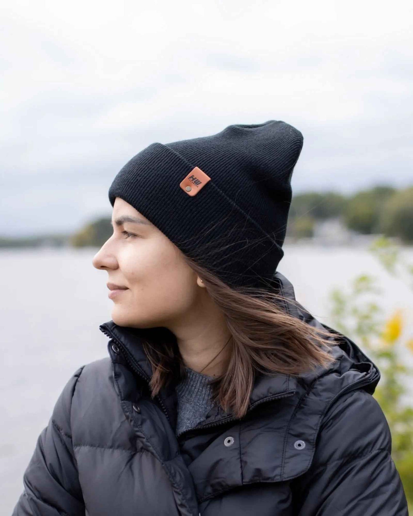Midnight Black Classic Cuffed Beanie Hat HAAKWEAR