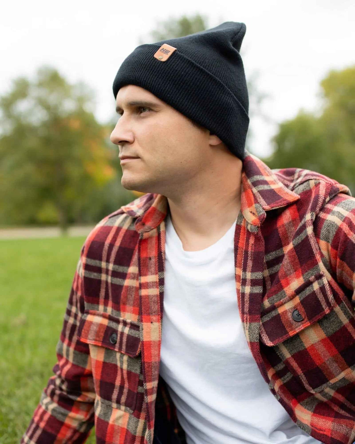 Midnight Black Classic Cuffed Beanie Hat HAAKWEAR