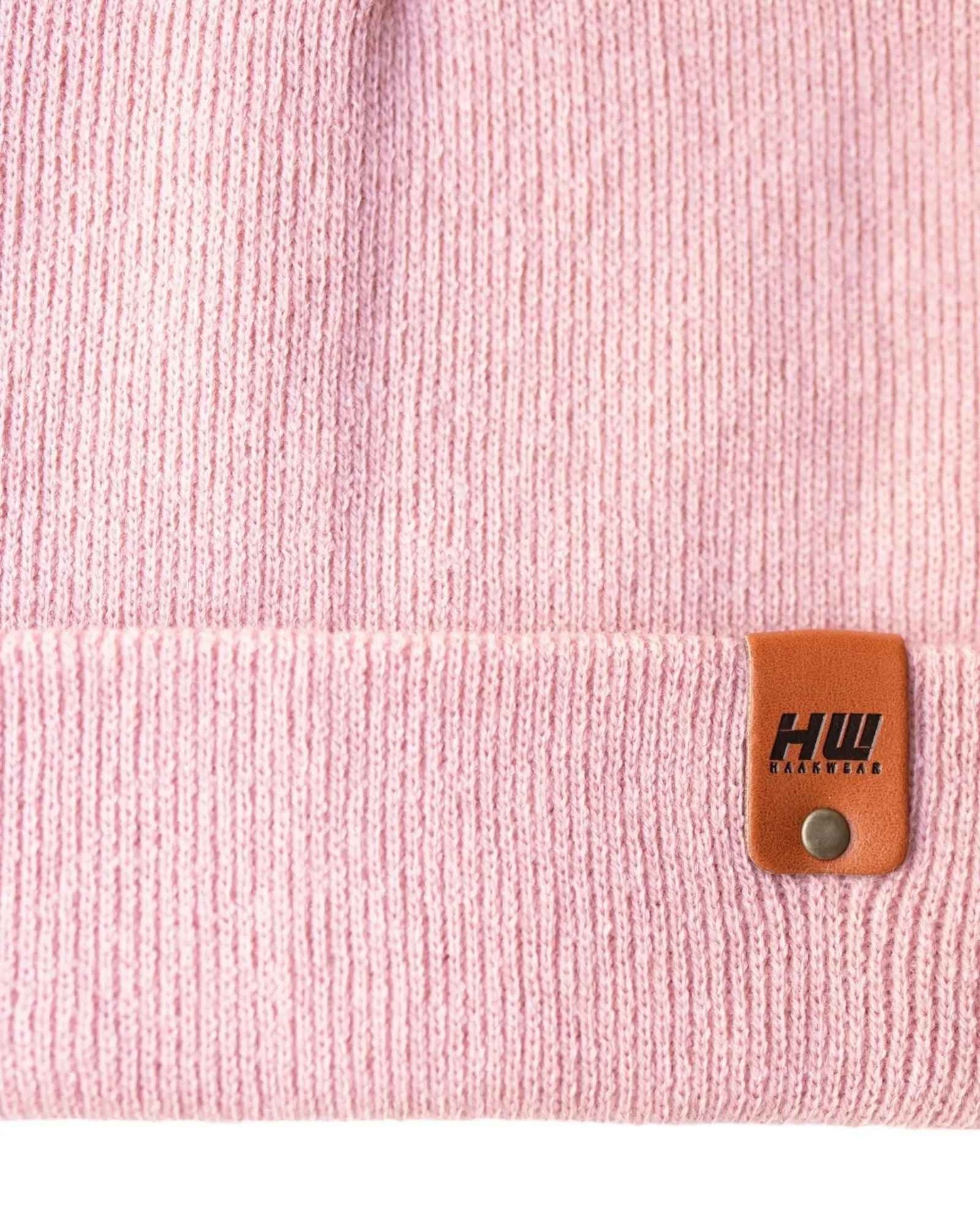 Pearl Pink Knit Cuffed Classic Beanie Hat HAAKWEAR