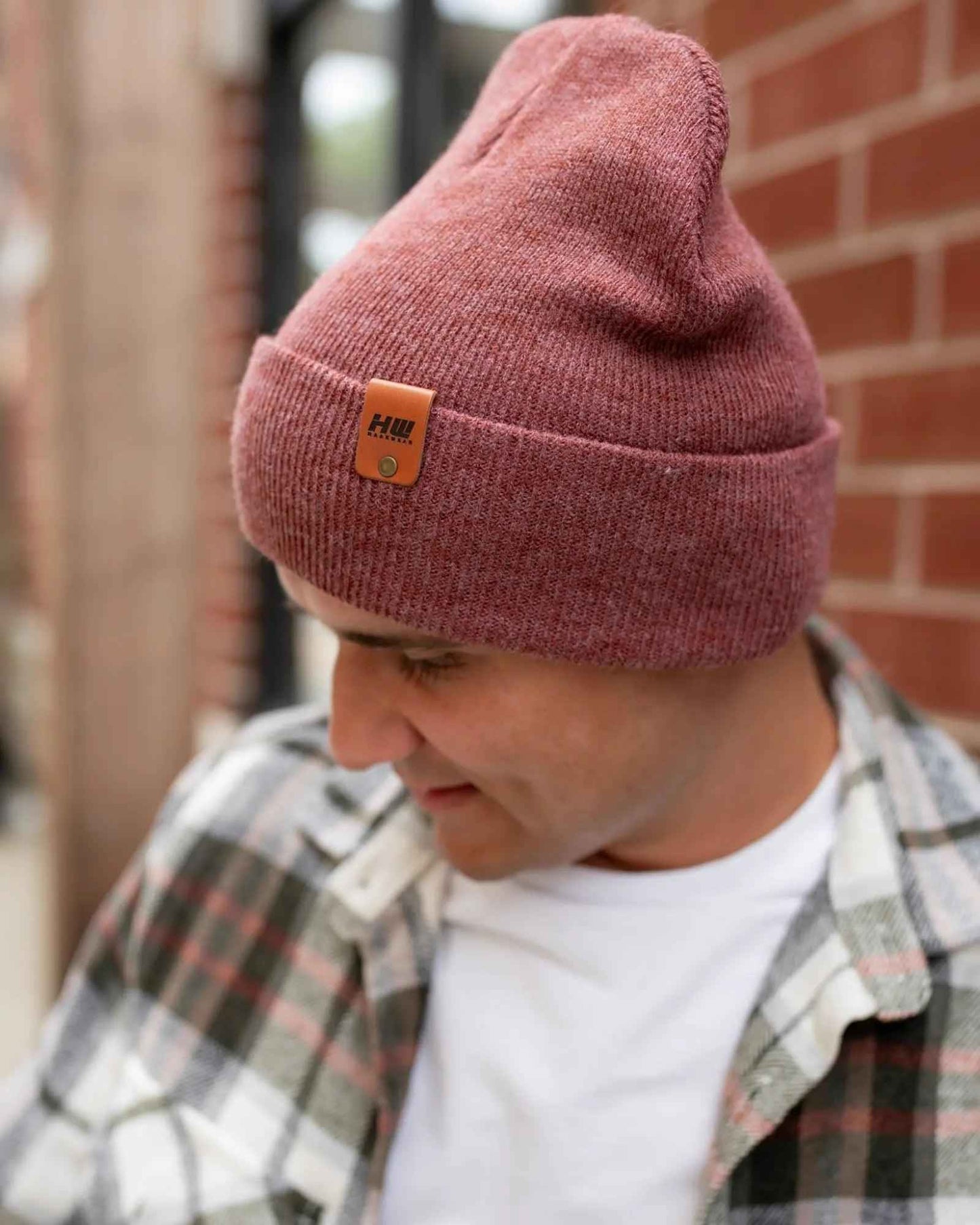 Knit Rusty Burgundy Cuffed Beanie Hat HAAKWEAR