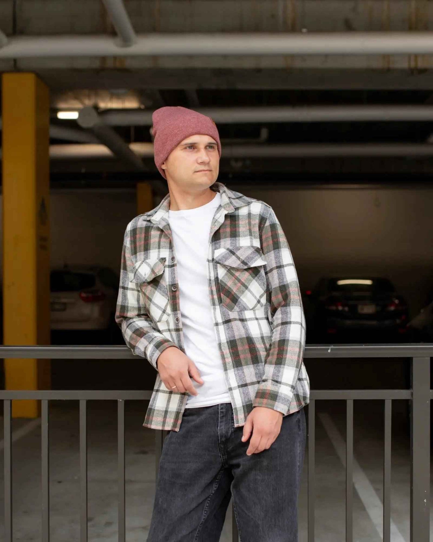 Knit Rusty Burgundy Cuffed Beanie Hat HAAKWEAR