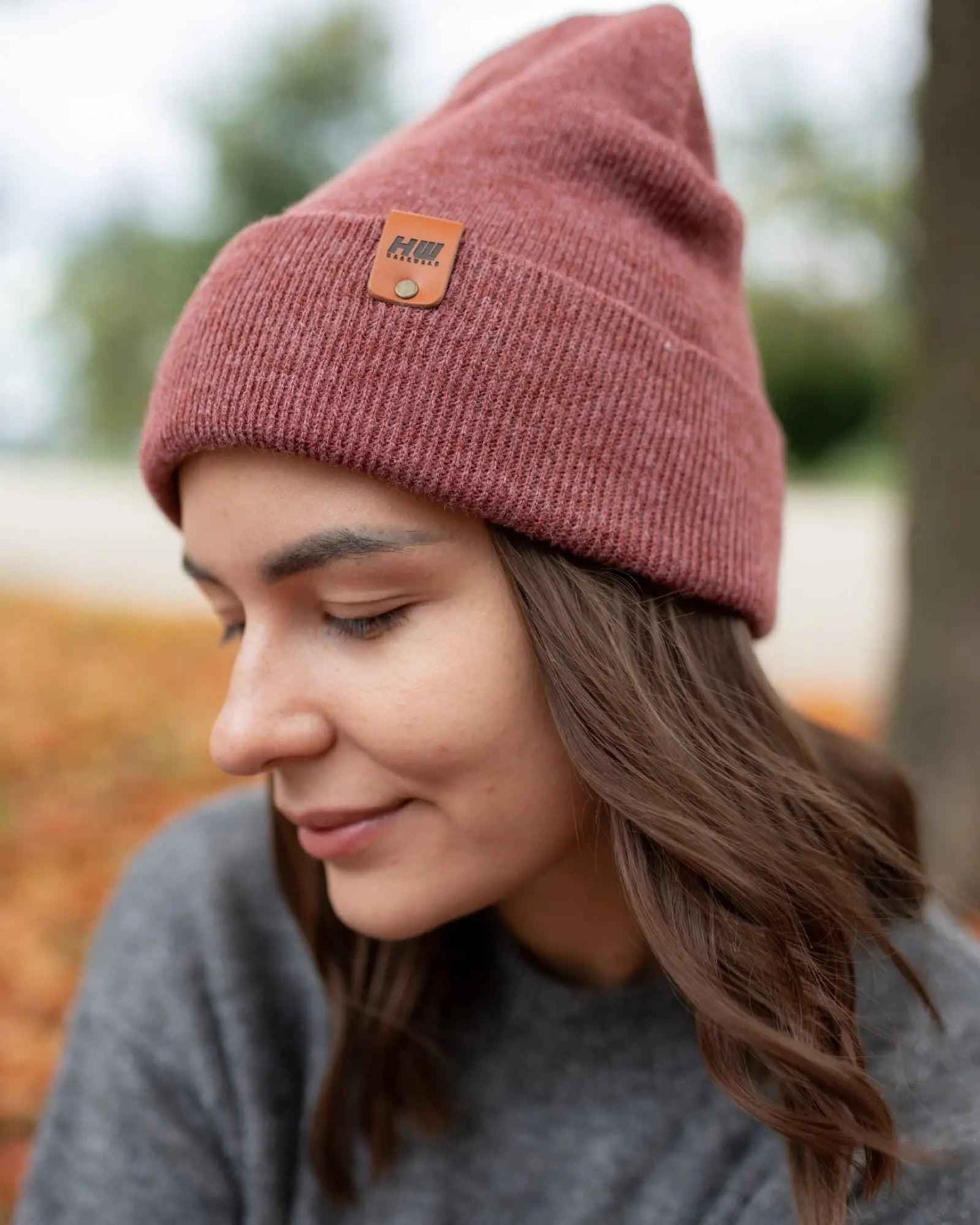Knit Rusty Burgundy Cuffed Beanie Hat HAAKWEAR