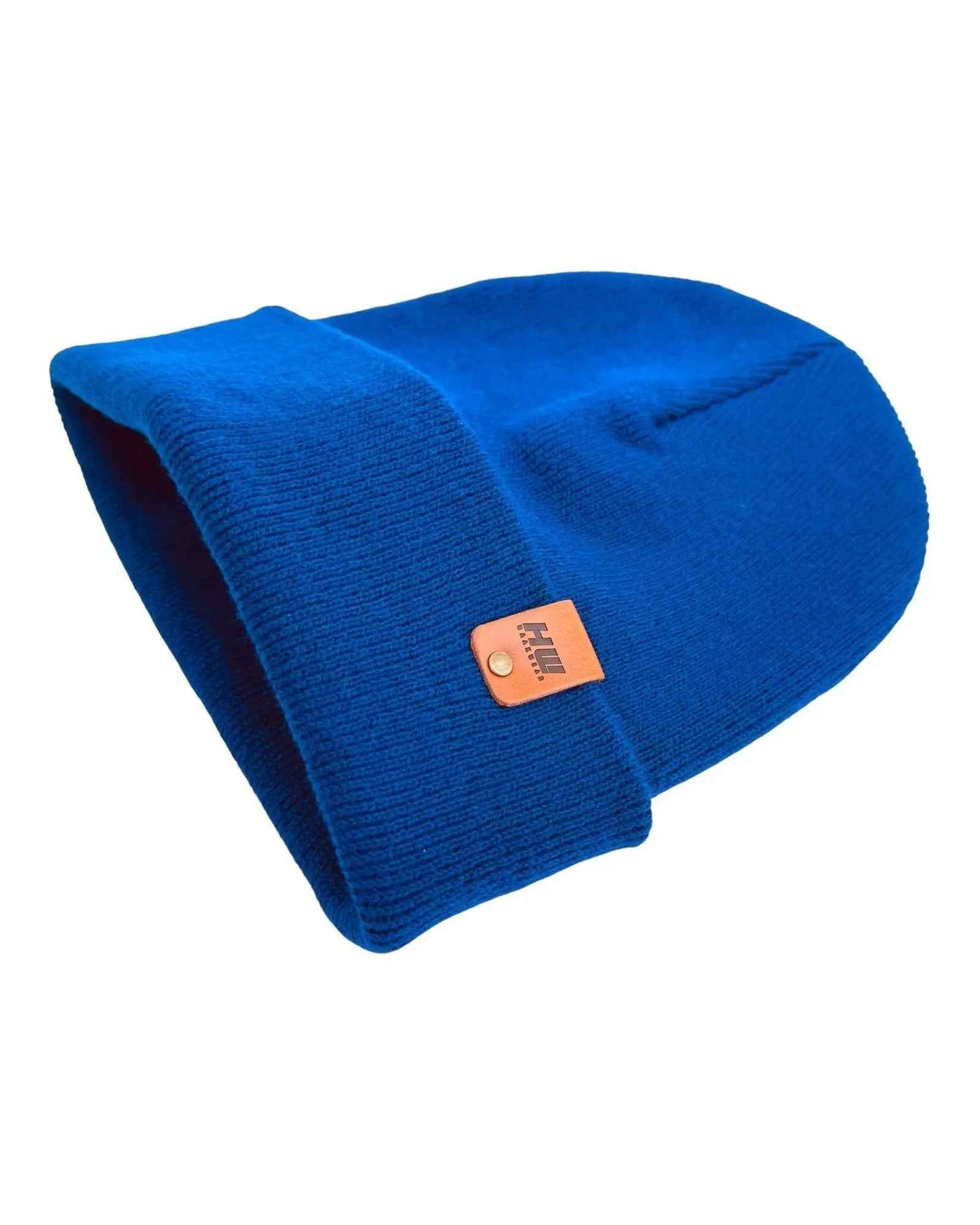 Knit Cuffed Sapphire Blue Beanie Hat HAAKWEAR Made in USA