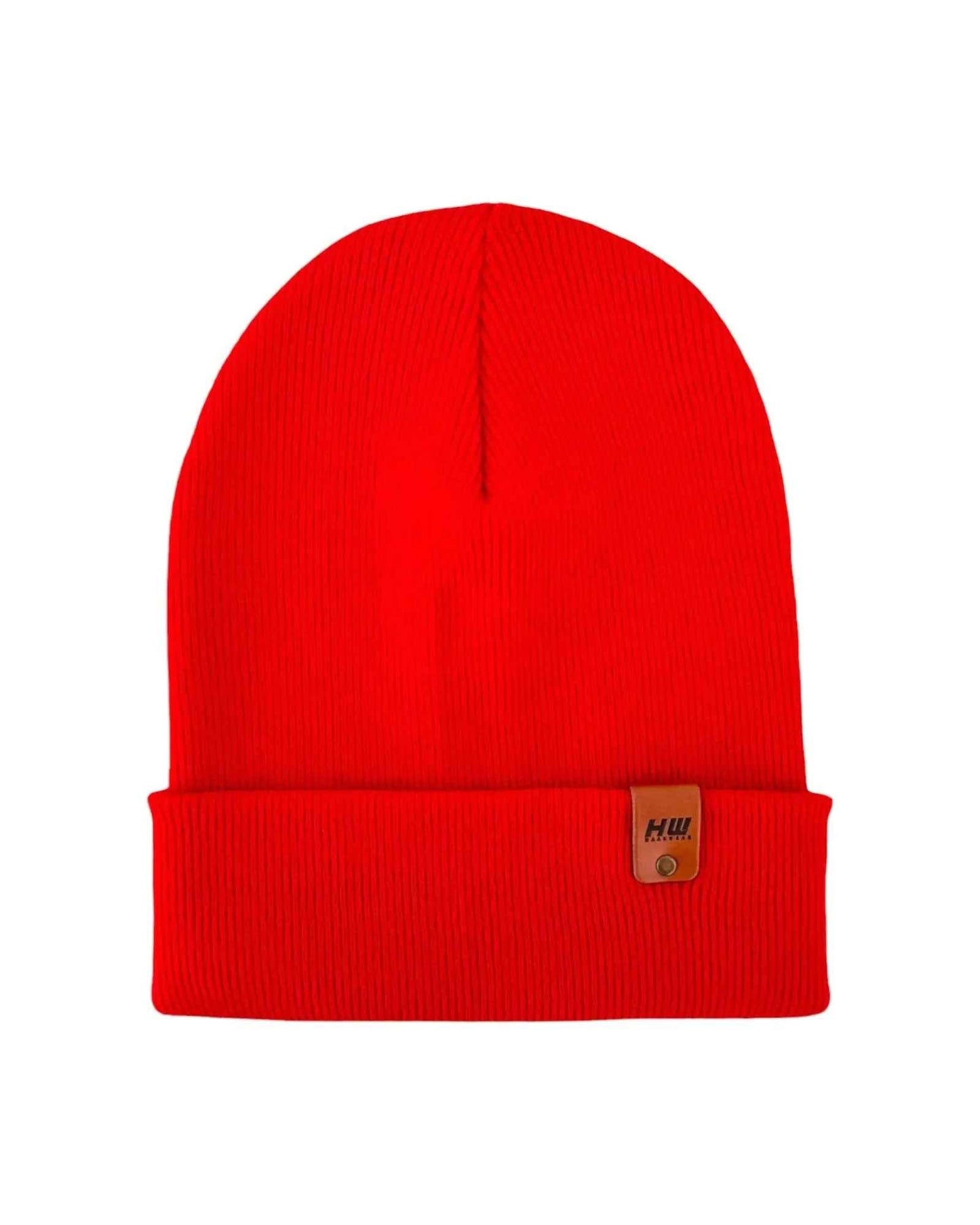 Knit Cuffed Scarlet Red Beanie Hat HAAKWEAR