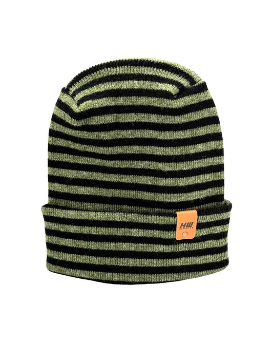 H Stitch RORO Cuffed Beanie Black Green Headwear HAAKWEAR
