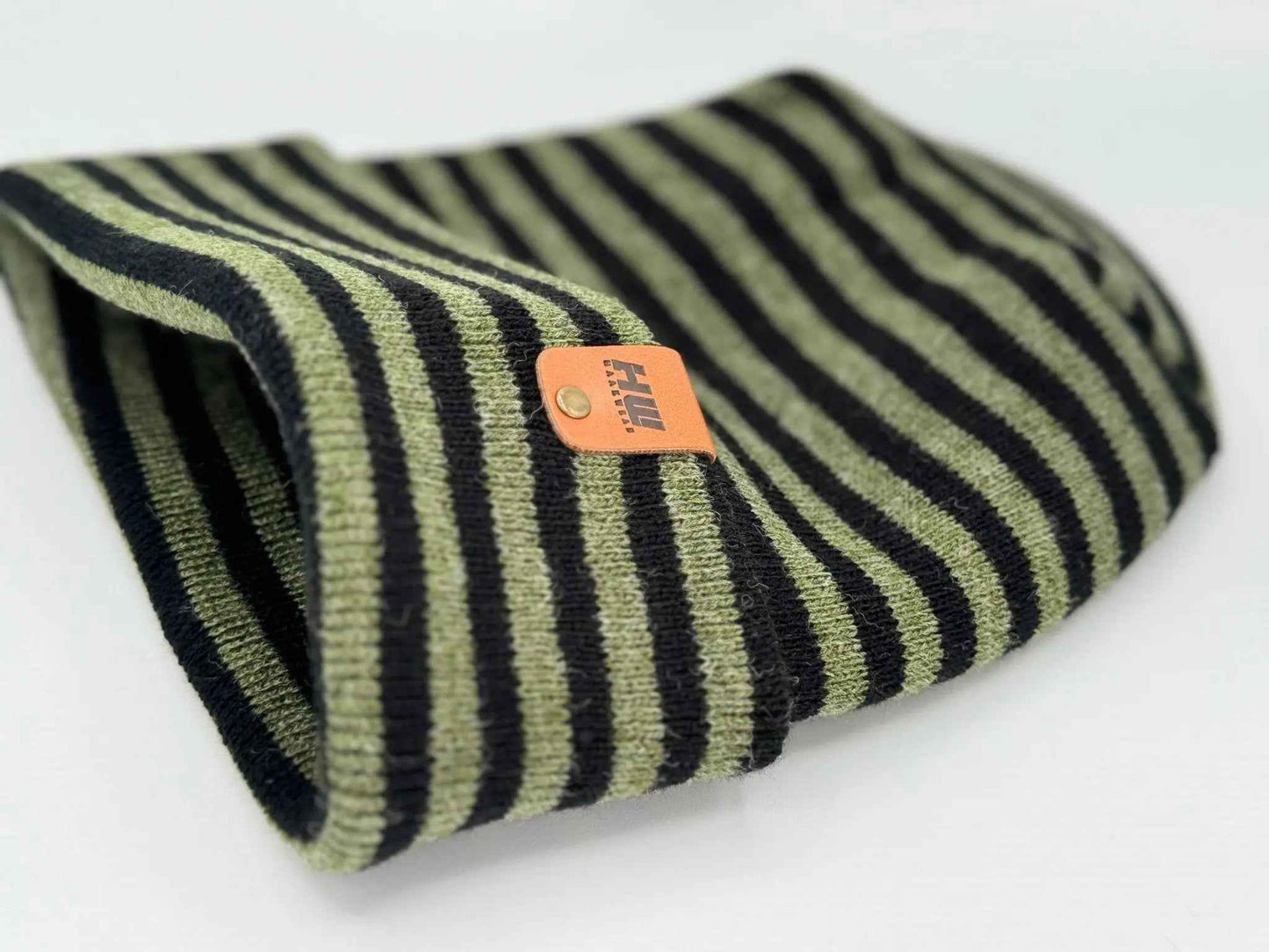 H Stitch RORO Cuffed Beanie Black Green Headwear HAAKWEAR