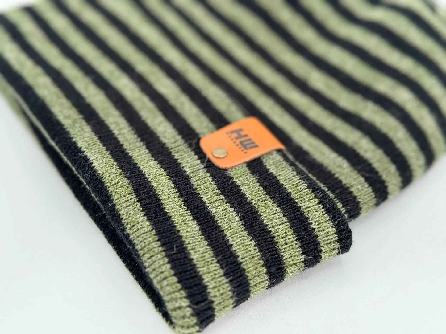 H Stitch RORO Cuffed Beanie Black Green Headwear HAAKWEAR
