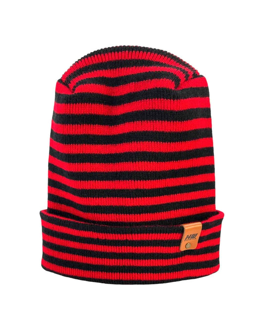 H Stitch RORO Cuffed Beanie Black Red Headwear HAAKWEAR