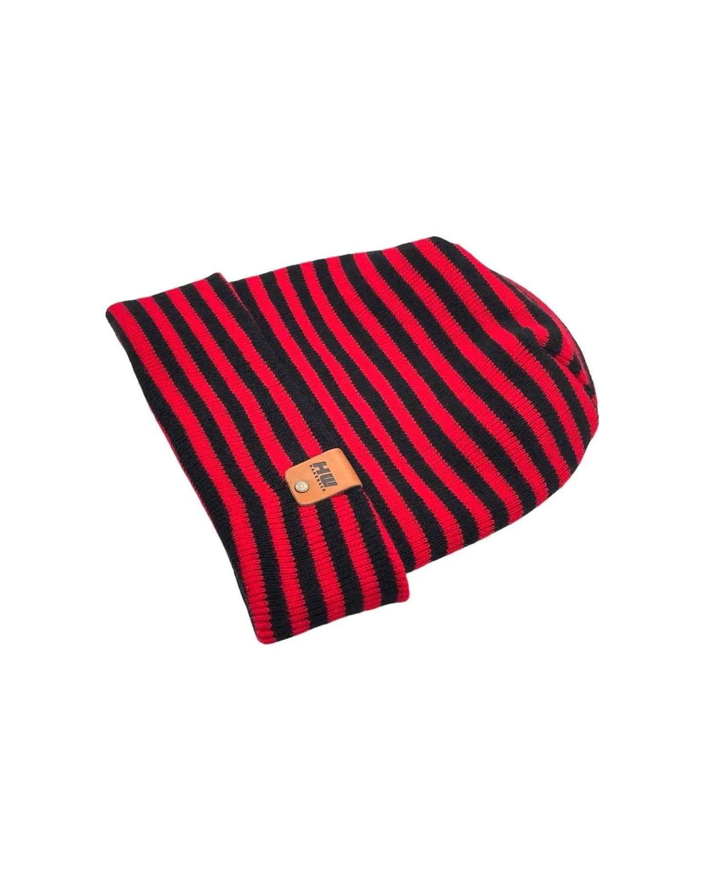 H Stitch RORO Cuffed Beanie Black Red Headwear HAAKWEAR