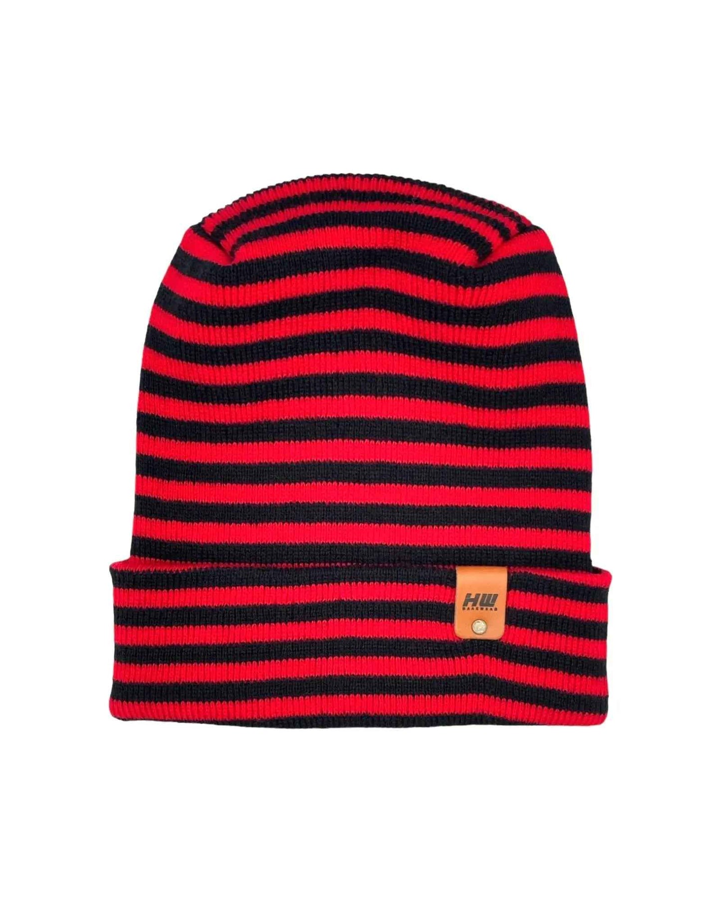 H Stitch RORO Cuffed Beanie Black Red Headwear HAAKWEAR