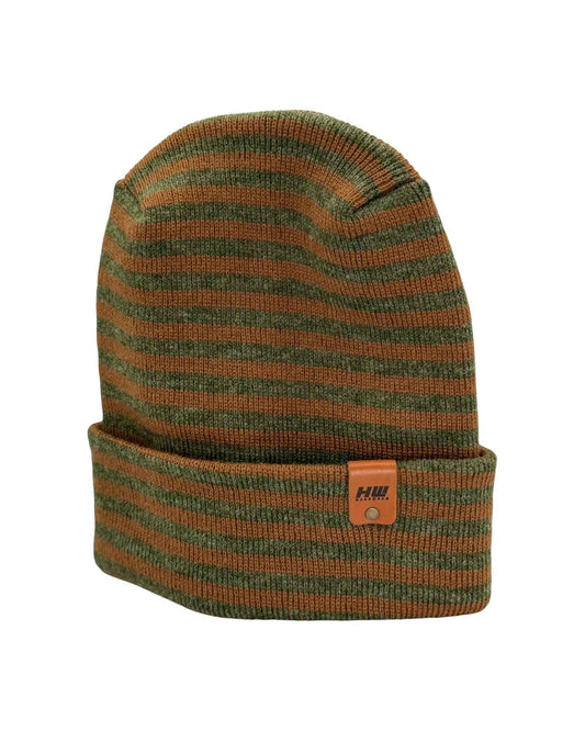 HAAKWEAR H Stitch RORO Cuffed Beanie Brown Green Made in USA