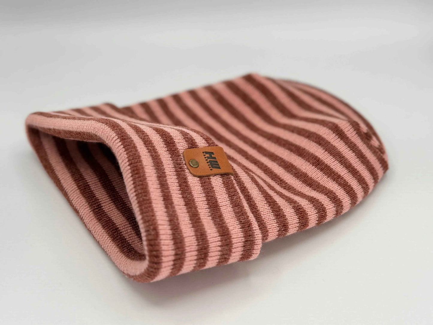 H Stitch RORO Cuffed Beanie Burgundy Pink Headwear HAAKWEAR