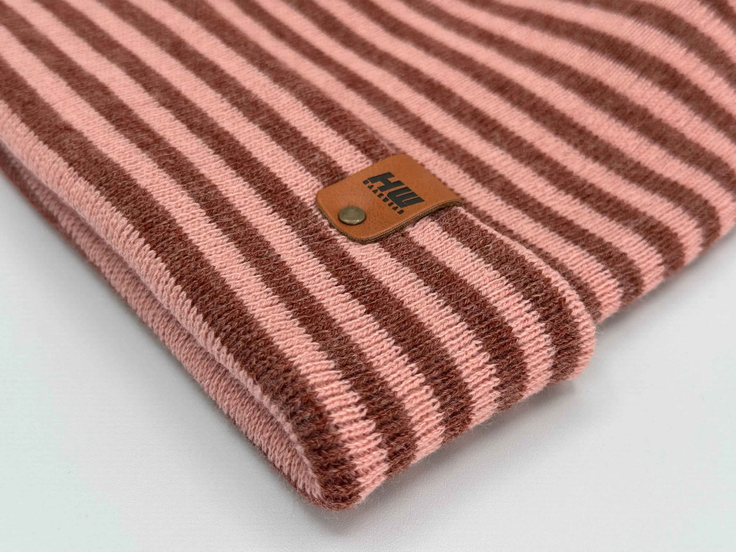 H Stitch RORO Cuffed Beanie Burgundy Pink Headwear HAAKWEAR