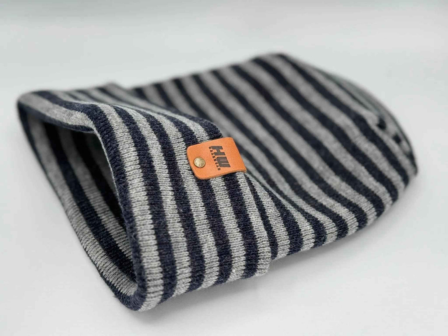 H Stitch RORO Cuffed Beanie Gray Denim Beanie HAAKWEAR