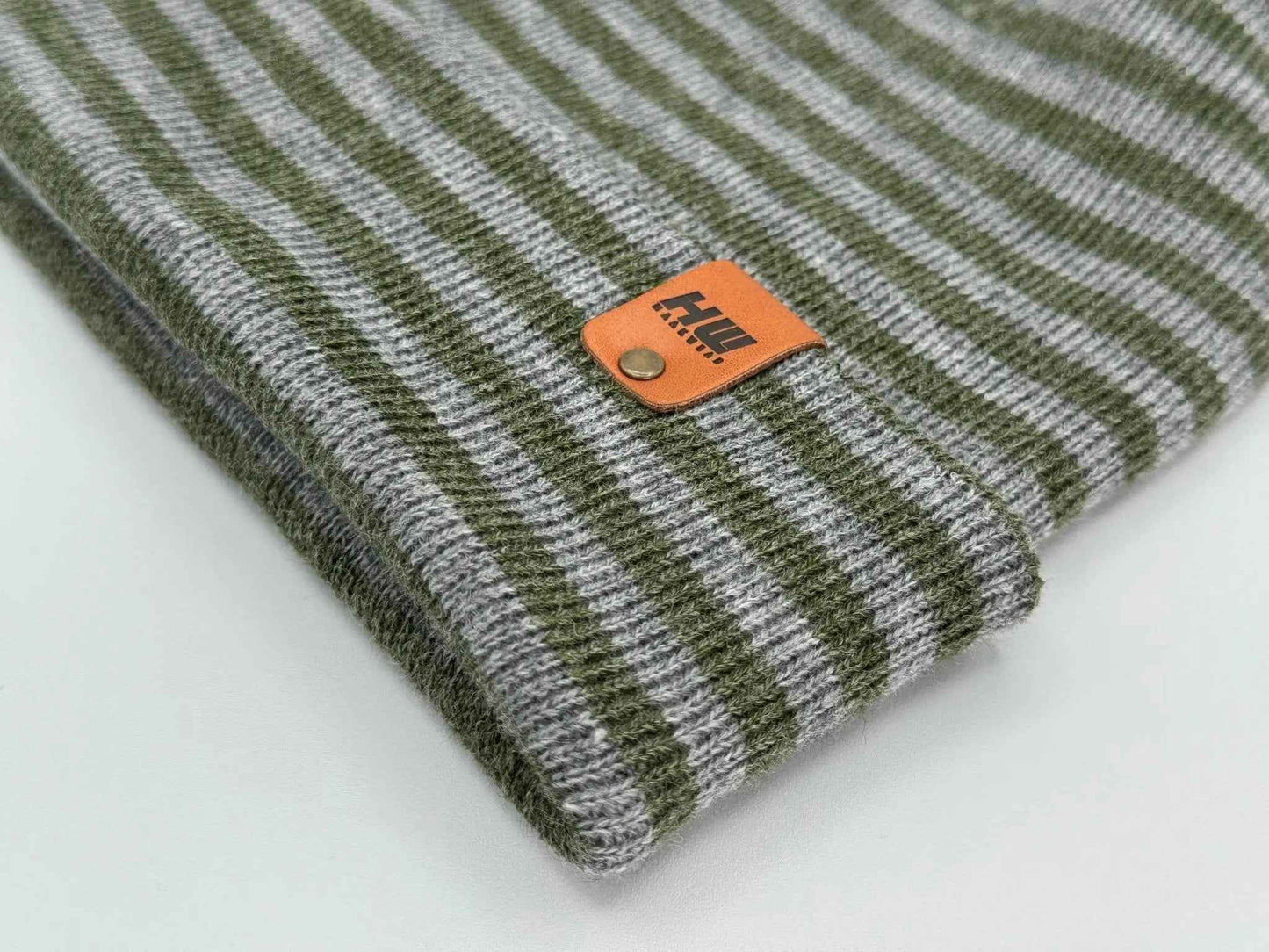 H Stitch RORO Cuffed Beanie Gray Green Made in USA HAAKWEAR
