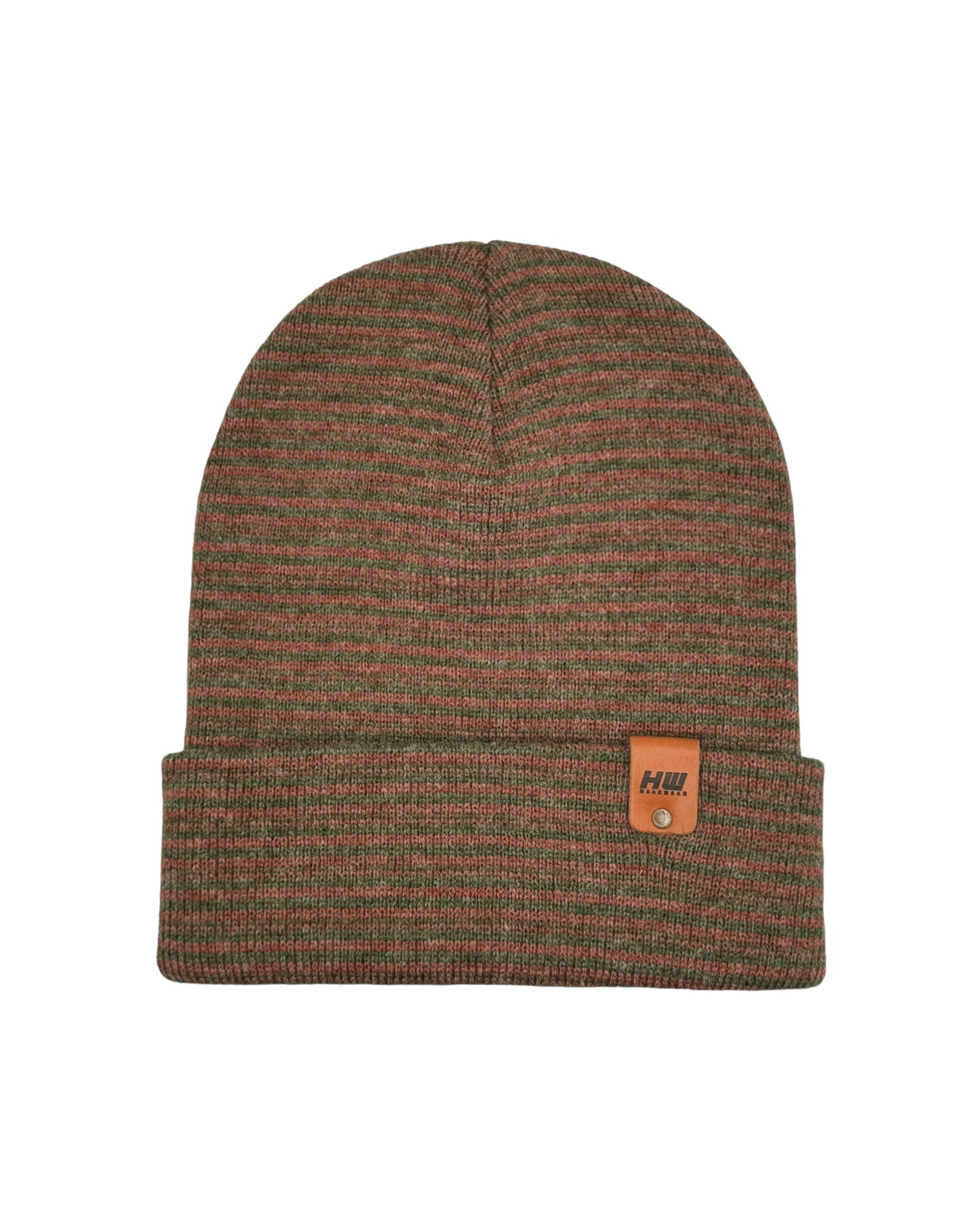 Traditional Contrast Cuffed Beanie Burgundy Green Hat HAAKWEAR