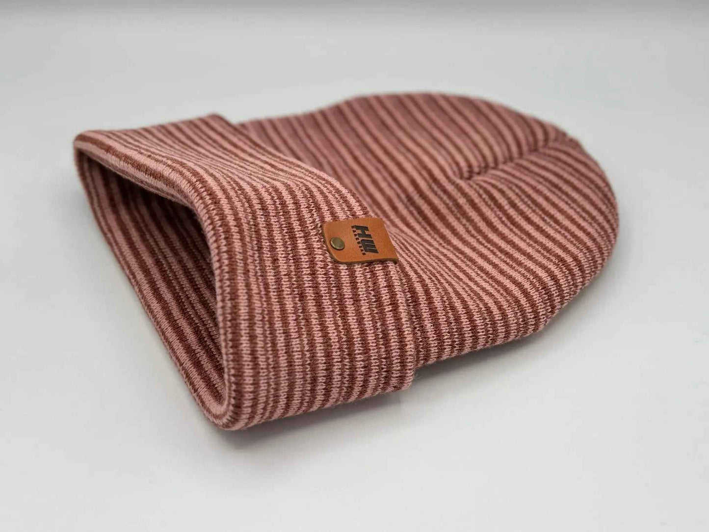 Traditional Contrast Cuffed Beanie Burgundy Pink Hat HAAKWEAR