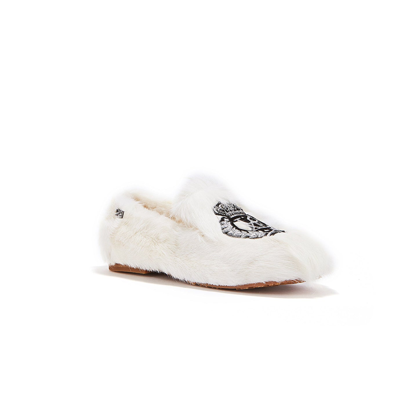 Harry Slipper Pale Moccasin Style Slipper with Goat Fur