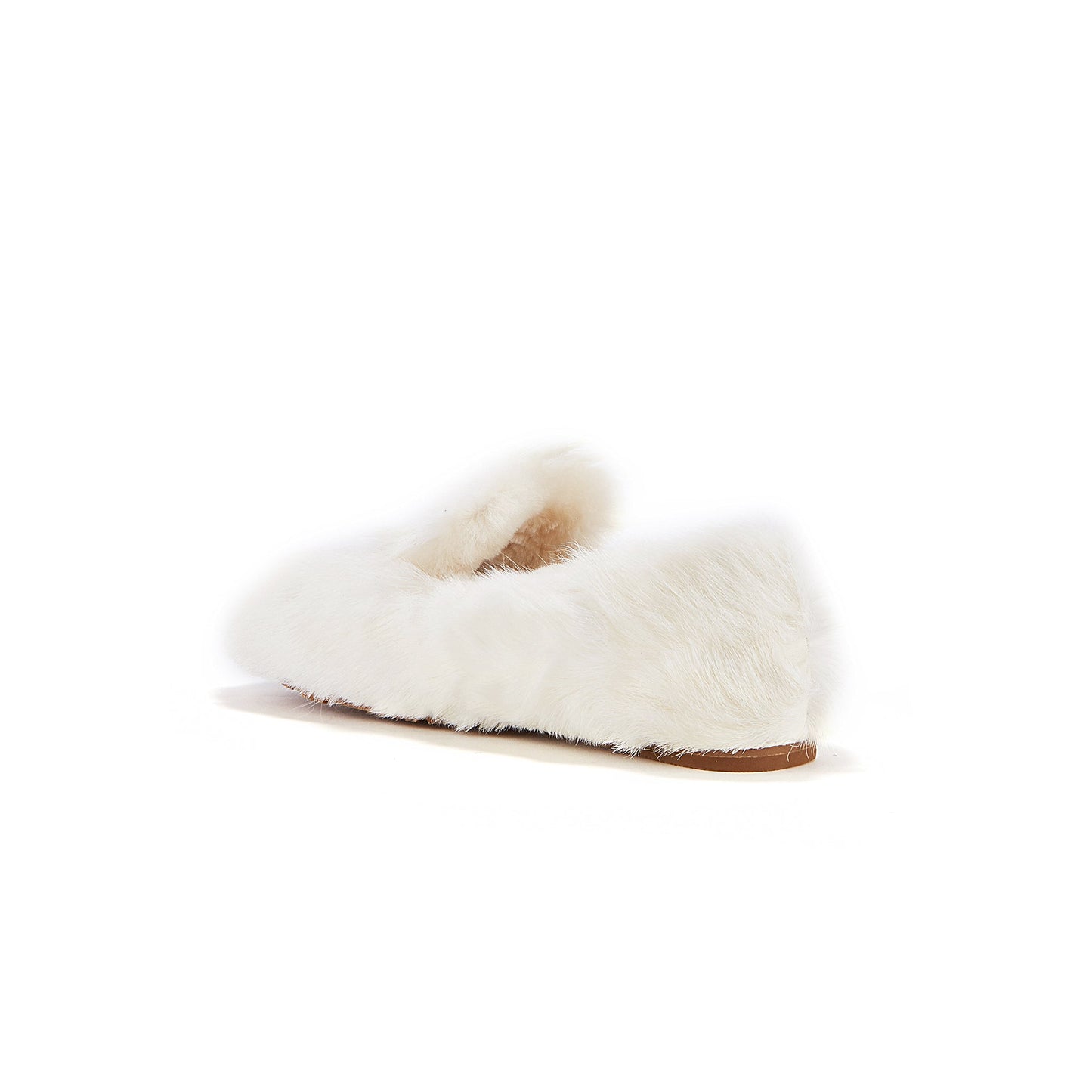 Harry Slipper Pale Moccasin Style Slipper with Goat Fur