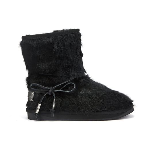 HERITAGE Short Goat Fur Boot Black Luxe