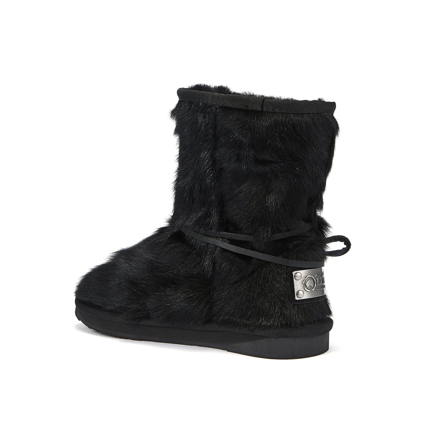 HERITAGE Short Goat Fur Boot Black Luxe