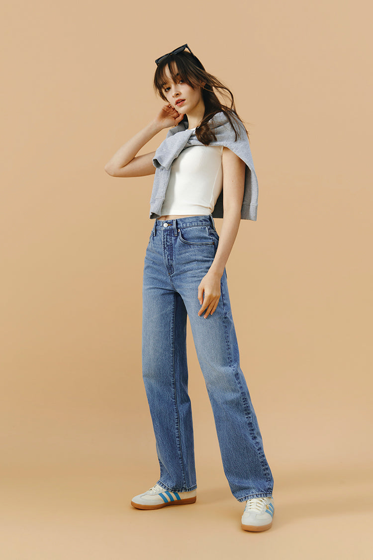 Brooklyn High Rise Full Length Straight Jeans Hey Joanie