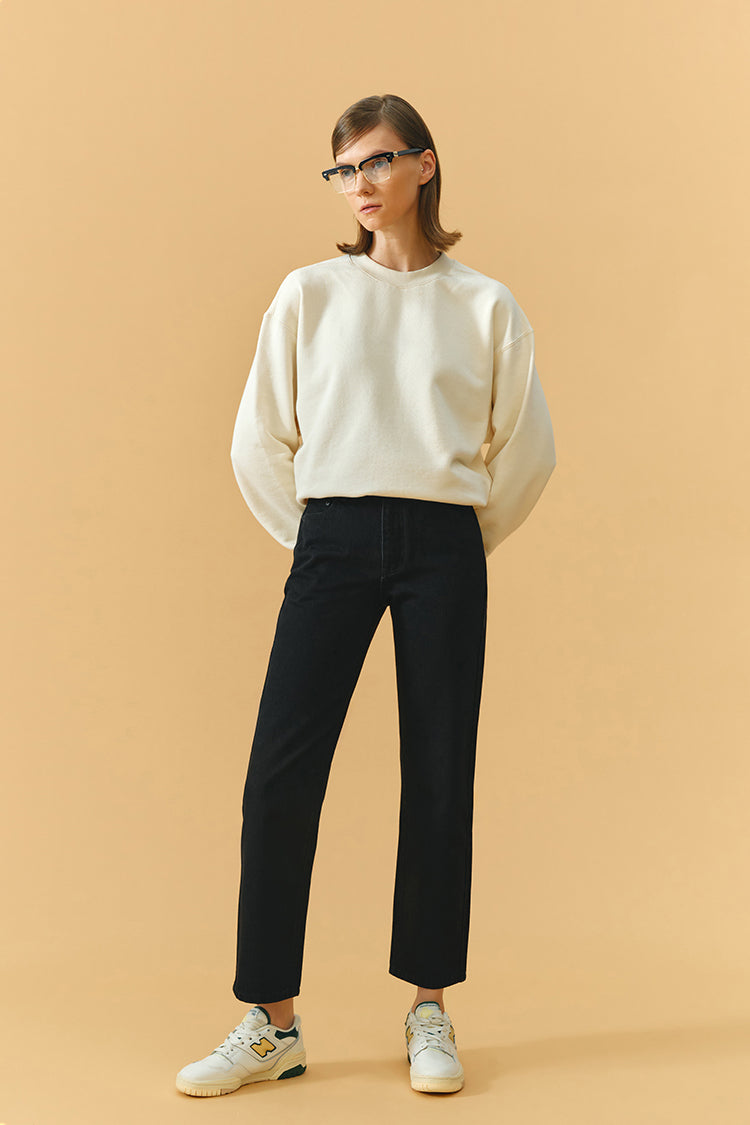 Chelsea High Rise Straight Crop Jeans Heavyweight Denim HJ005