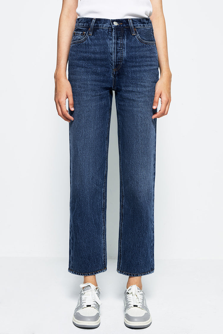 High Rise Straight Ankle Jeans Mid-weight Denim Manhattan HJ160