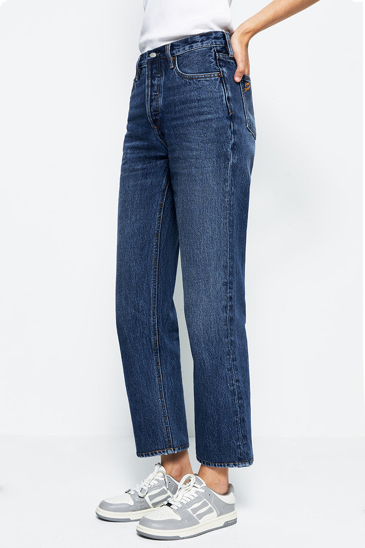High Rise Straight Ankle Jeans Mid-weight Denim Manhattan HJ160