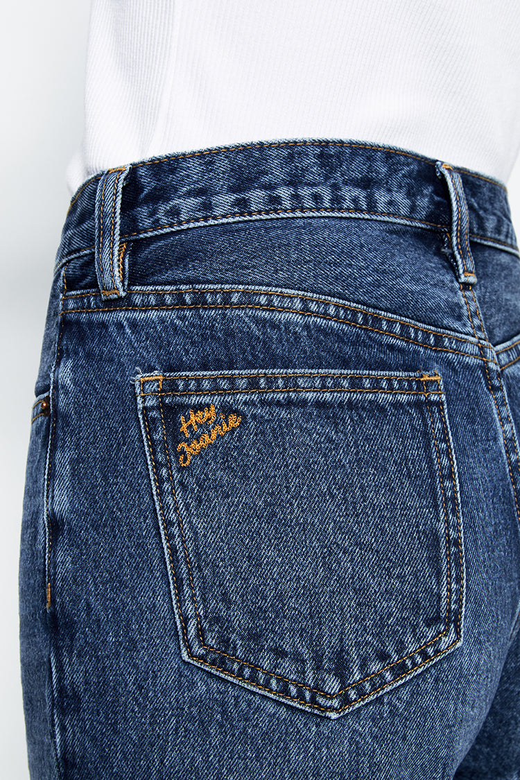 High Rise Straight Ankle Jeans Mid-weight Denim Manhattan HJ160