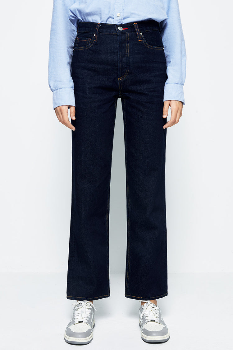 High Rise Straight Ankle Jeans Mid-weight Denim Manhattan HJ160