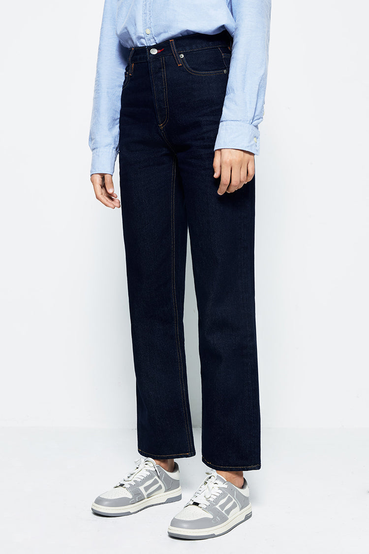 High Rise Straight Ankle Jeans Mid-weight Denim Manhattan HJ160