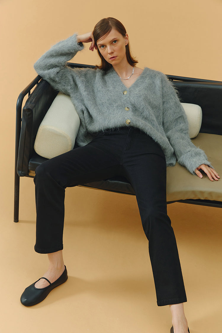 High Rise Straight Crop Jeans Two Shots HJ013