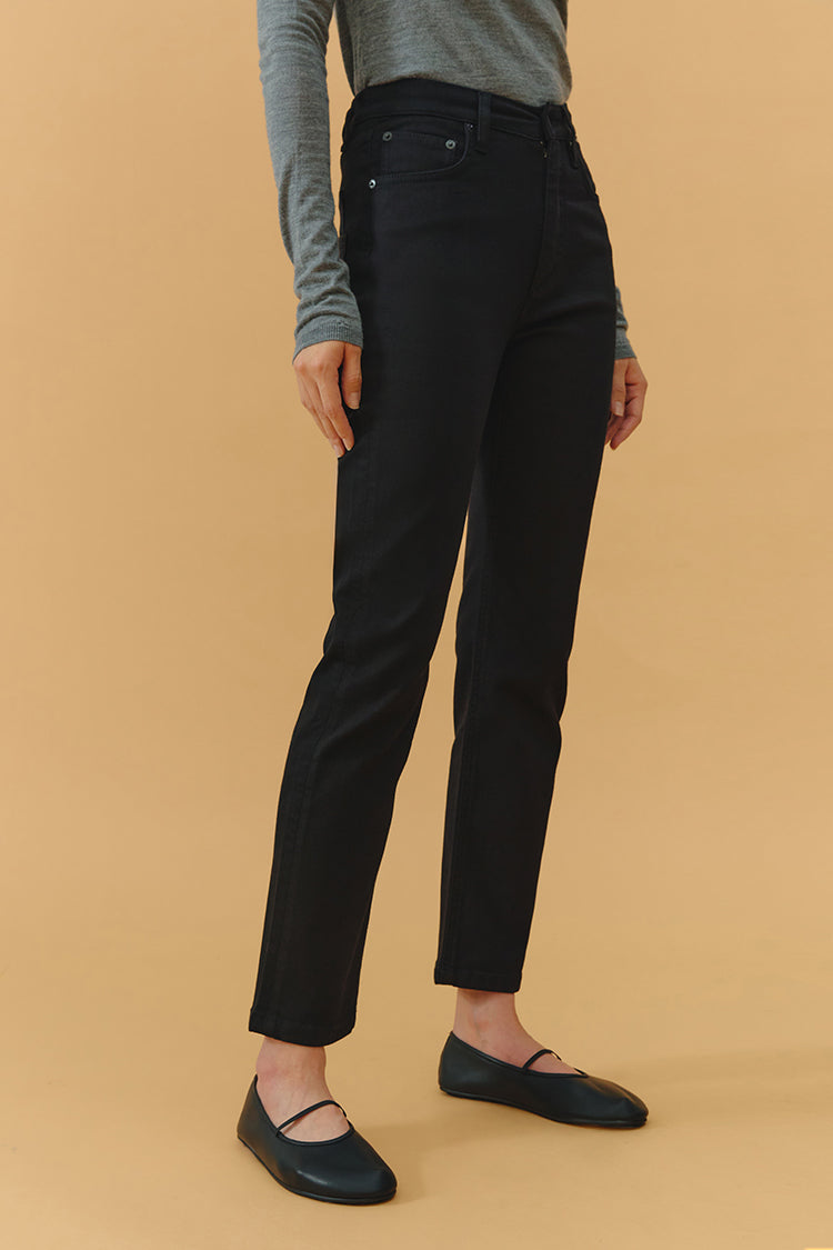 High Rise Straight Crop Jeans Two Shots HJ013