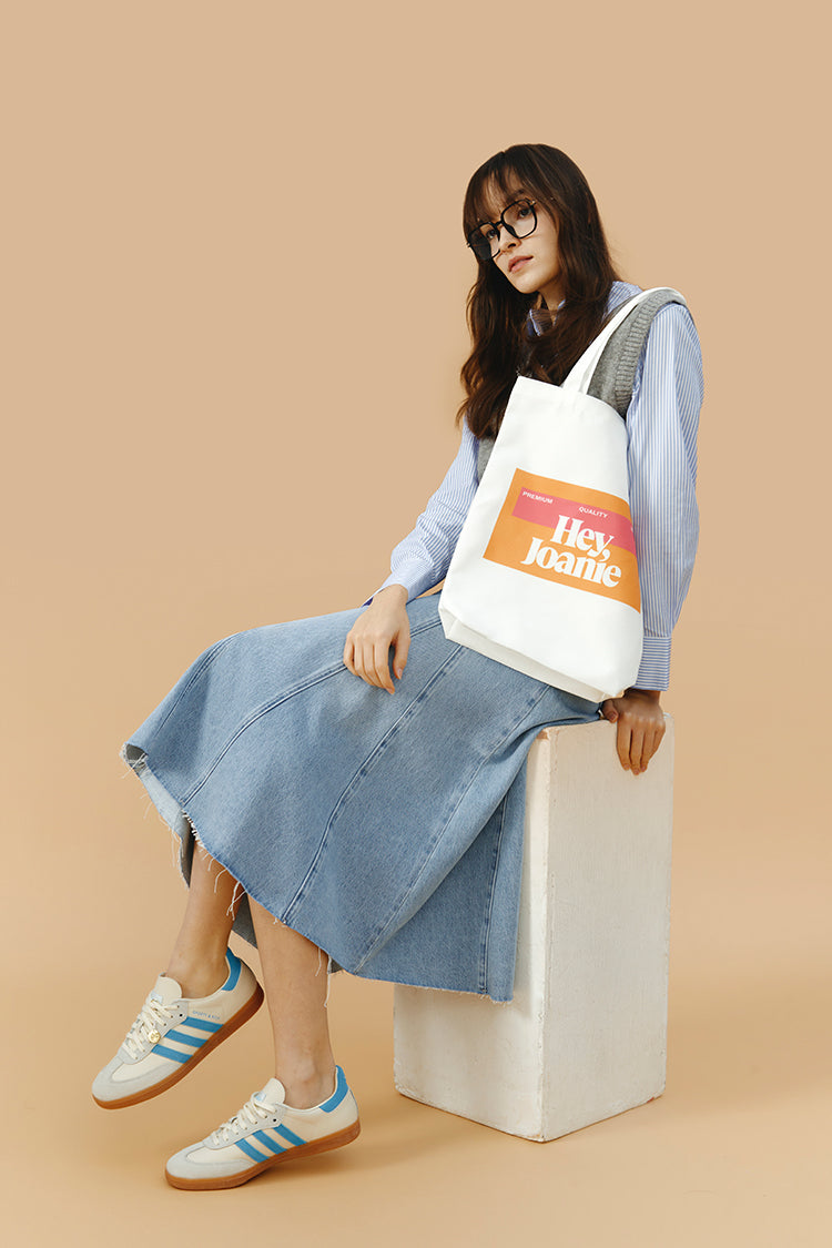 Monica Swing Denim High-Rise Midi Skirt Hey Joanie