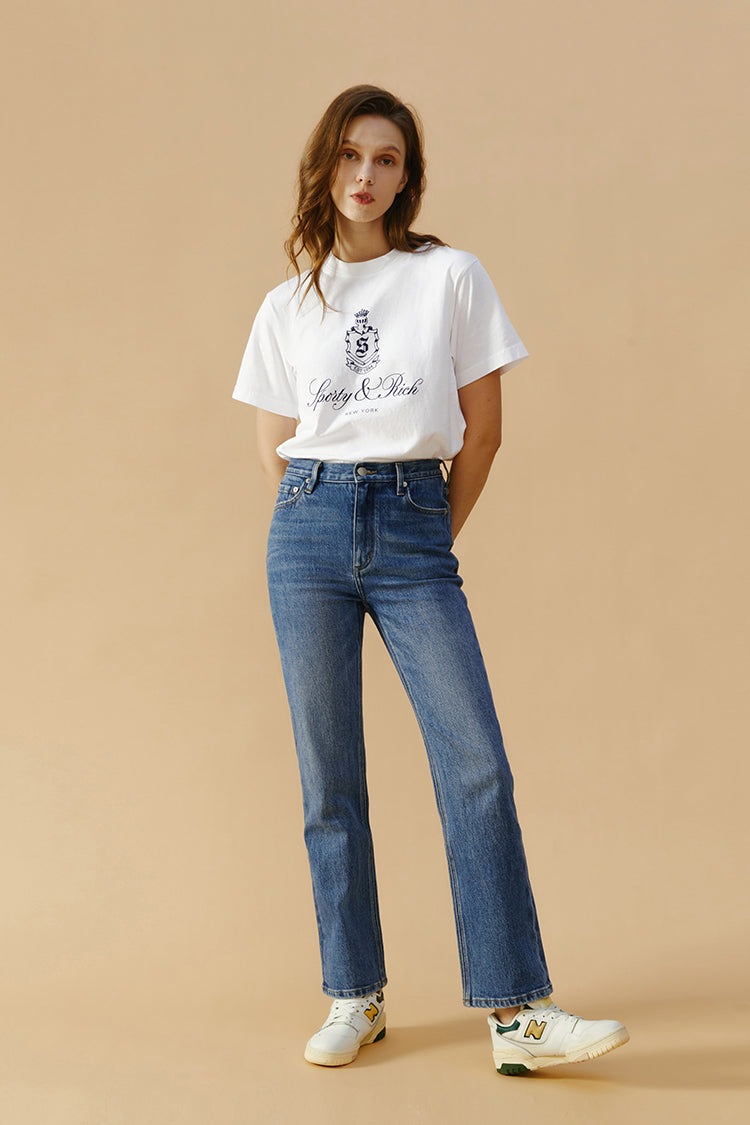 High Rise Kick Crop Jeans Mid-weight Denim Activity Grrrl HJ017