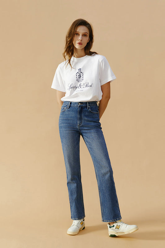 High Rise Kick Crop Jeans Mid-weight Denim Activity Grrrl HJ017