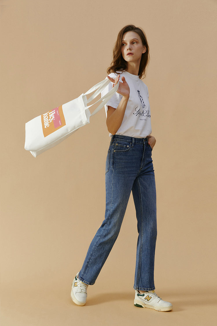 High Rise Kick Crop Jeans Mid-weight Denim Activity Grrrl HJ017