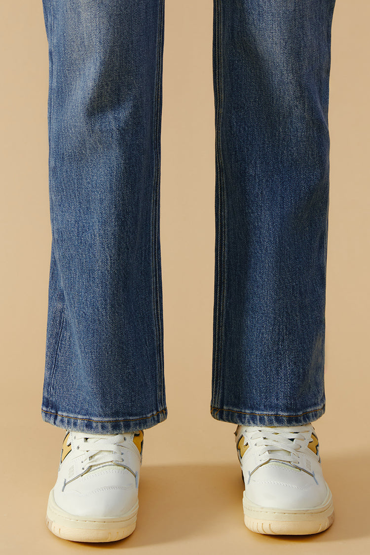 High Rise Kick Crop Jeans Mid-weight Denim Activity Grrrl HJ017