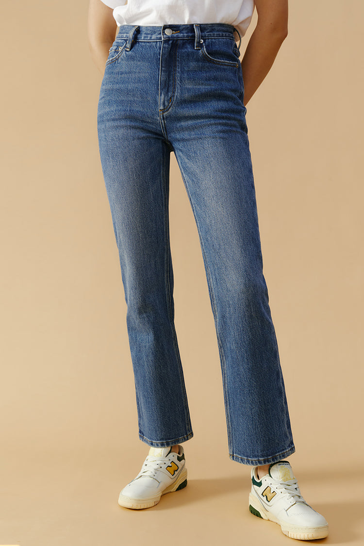High Rise Kick Crop Jeans Mid-weight Denim Activity Grrrl HJ017